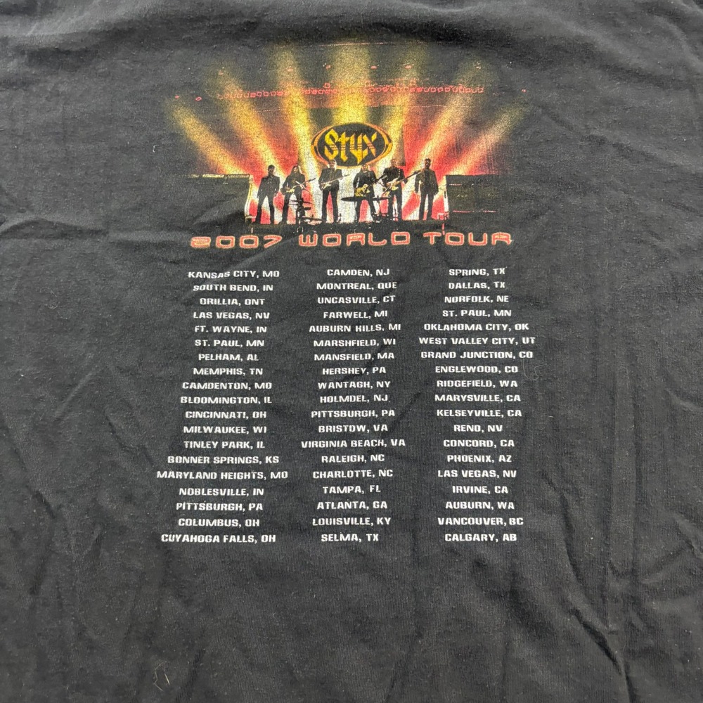 Y2K 2000s Styx Grunge‎ Rock Band Tour Graphic Black T Shirt Size XL - Picture 4 of 6